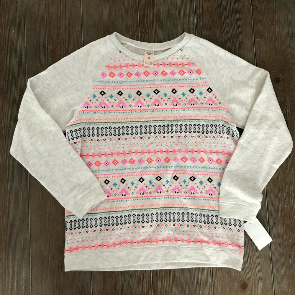 OSH KOSH Girls Winter Pullover Sweatshirt Gray 14